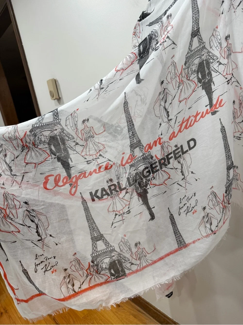 Karl Lagerfeld Paris Eiffel Tower Sketch Print Wrap Scarf Shawl 72x36
